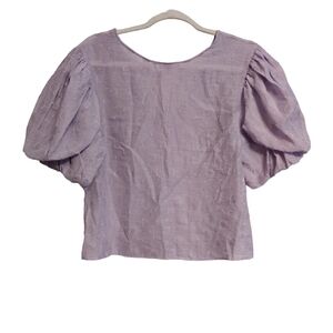 Zara Lilac Princess Polka Dot V-back Puffed Sleeve Top- size XS